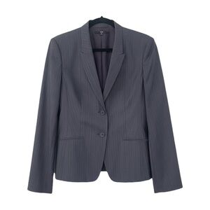 Hugo Boss Blazer Gray Pinstripe Women’s Sz 8 Wool Blend Blazer 2 Button Jacket